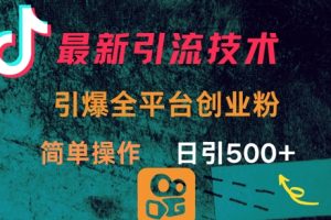最新引流方法，引爆全平台的一个创业粉，简单操作日引300+