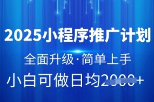 2025小程序推广计划，全面升级，简单上手，日均多张【揭秘】
