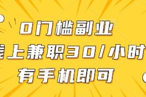 0门槛副业，线上兼职30一小时，有部手机即可【揭秘】