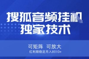 【搜狐音频挂G】独家技术，可矩阵可放大，红利期稳定月入8k【揭秘】