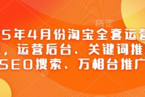 2025年4月份淘宝全套运营现场课程，运营后台、关键词推广、SEO搜索、万相台推广