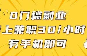 0门槛副业，线上兼职30一小时，有一部手机即可操作【揭秘】