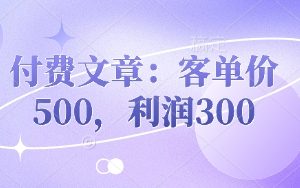付费文章：客单价500，利润300