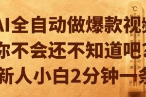 AI全自动做爆款视频，你不会还不知道吧？新人小白2分钟一条【揭秘】