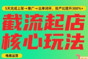 淘宝截流快速起店玩法，掌握暴力快速起店的流程，5天完成上架-推广-出单闭环