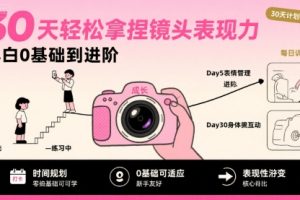 30天轻松拿捏镜头表现力，小白0基础到进阶