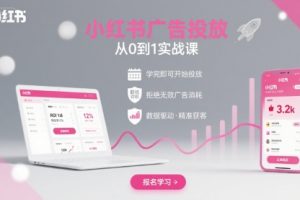 小红书广告投放从0到1的实战课，学完即可开始投放，拒绝无效广告消耗