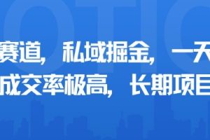 小众赛道，私域掘金，一天多张，成交率极高，长期项目