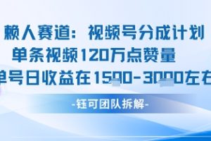 视频号分成计划新赛道玩法，单条收益突破了120W，综合收益在3k上下