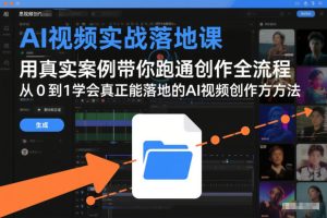 AI视频实战落地课，用真实案例带你跑通创作全流程，从0到1学会真正能落地的AI视频创作方法