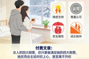 付费文章：女人的四大刚需，你只要能满足她的四大刚需，她反而会主动对你上心，甚至离不开你