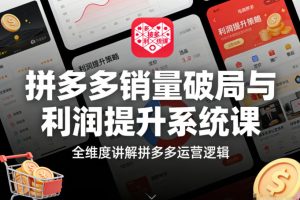 拼多多销量破局与利润提升系统课，全维度讲解拼多多运营逻辑