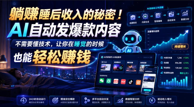 躺賺睡后收入的秘密!AI自动发爆款内容,不需要懂技术,让你在睡觉的时候也能轻松賺钱【原创双语字幕】插图 躺賺睡后收入的秘密!AI自动发爆款内容,不需要懂技术,让你在睡觉的时候也能轻松賺钱【原创双语字幕】