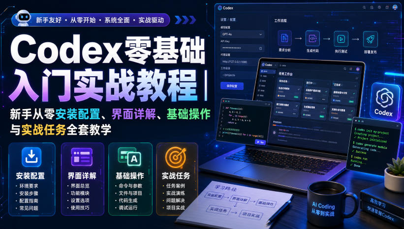 Codex零基础入门实战教程|新手从零安装配置、界面详解、基础操作与实战任务全套教学插图 Codex零基础入门实战教程|新手从零安装配置、界面详解、基础操作与实战任务全套教学